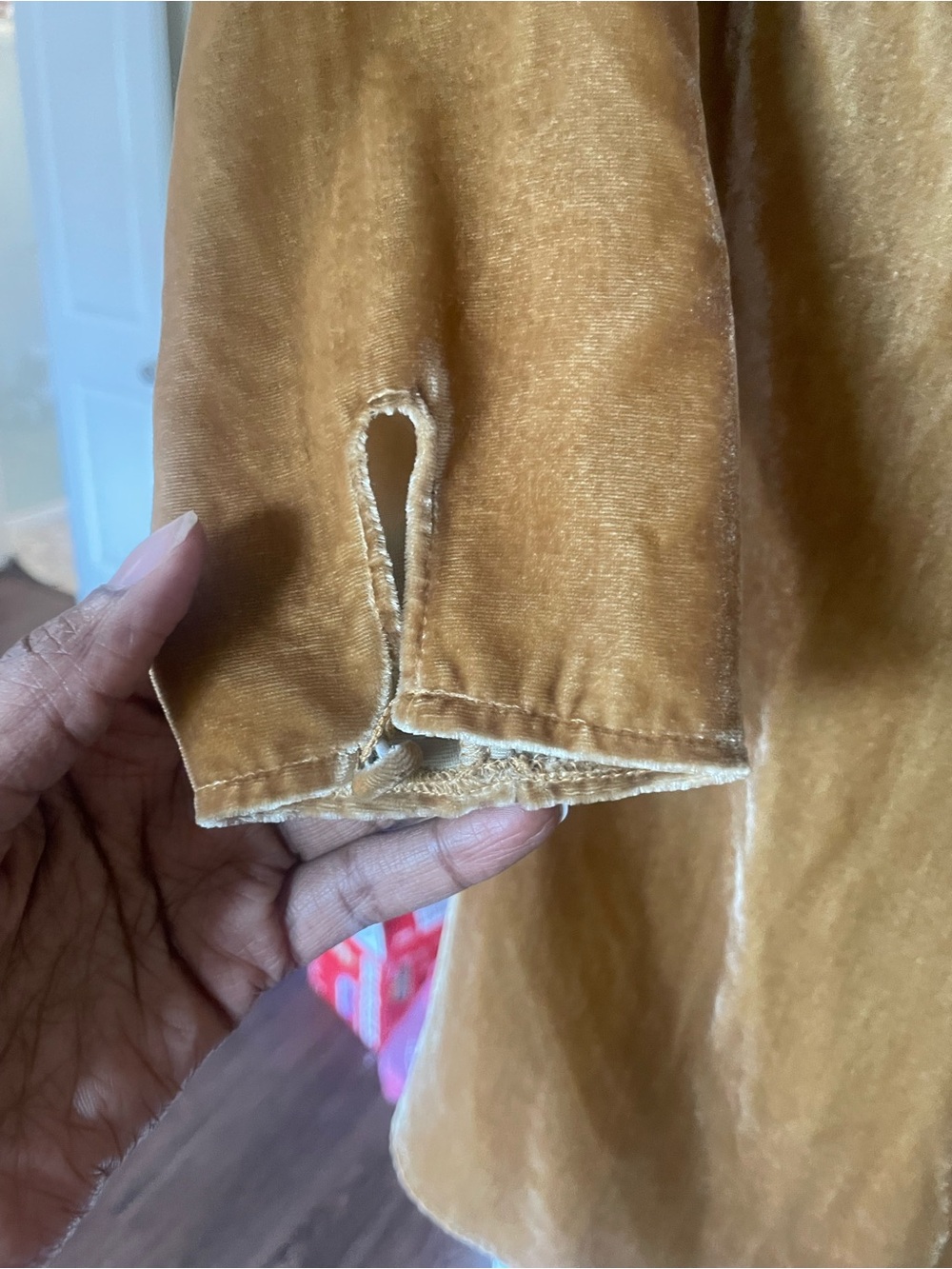 Reformation Chrissy Long Sleeve Velvet Wrap Dress in Caramel - Picture 5 of 11